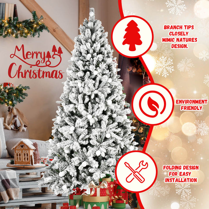 7.5ft / 8ft PE & PVC Mixed Artificial Christmas Tree with 400L Bi-Color LED Lights (G45 Bulbs)