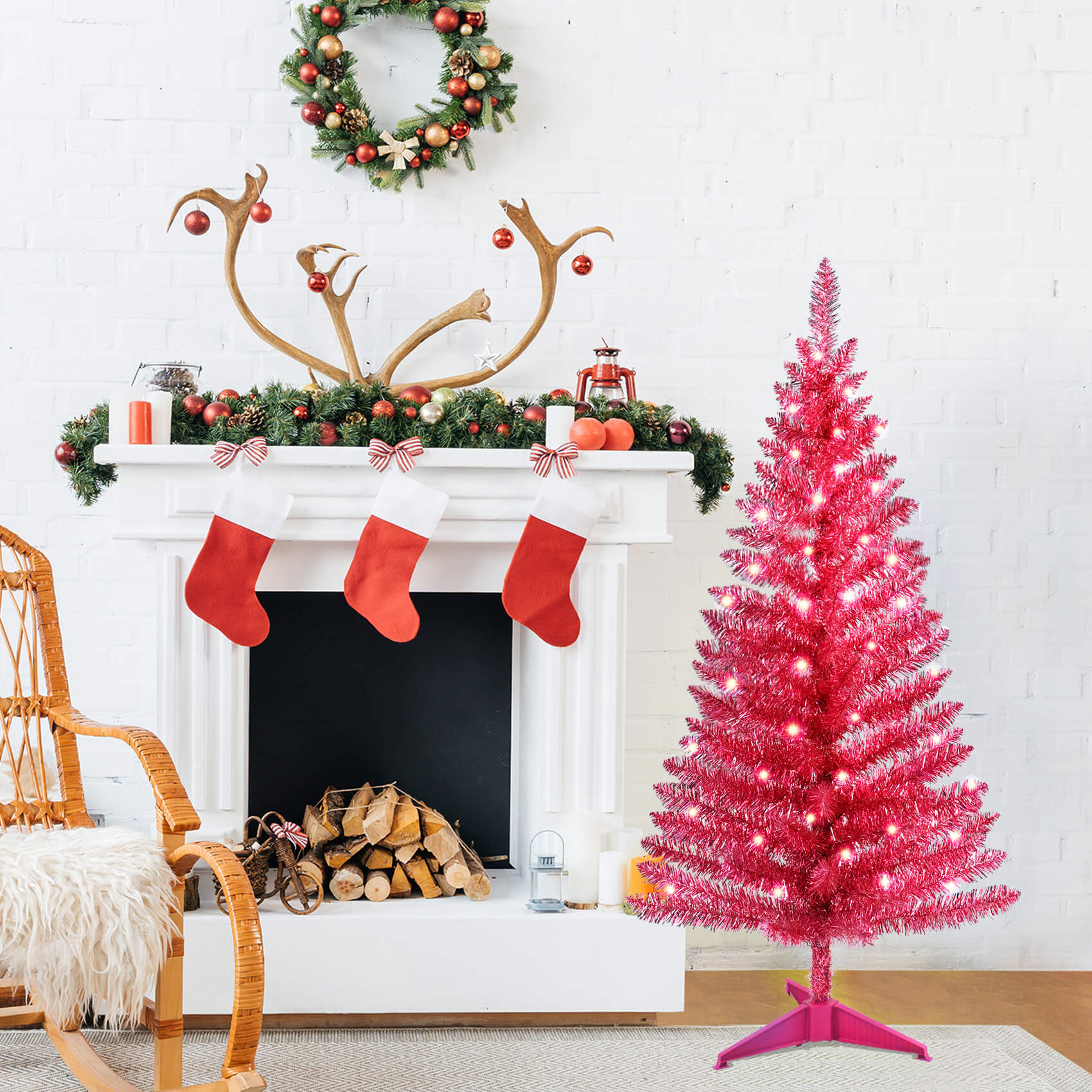 pink artificial christmas tree