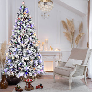 7.5ft / 8ft PE & PVC Mixed Artificial Christmas Tree with 400L Bi-Color LED Lights (G45 Bulbs)
