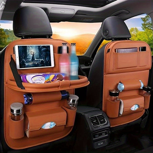 2PCS Integrated Car Rear Seat Storage Box with Foldable Table