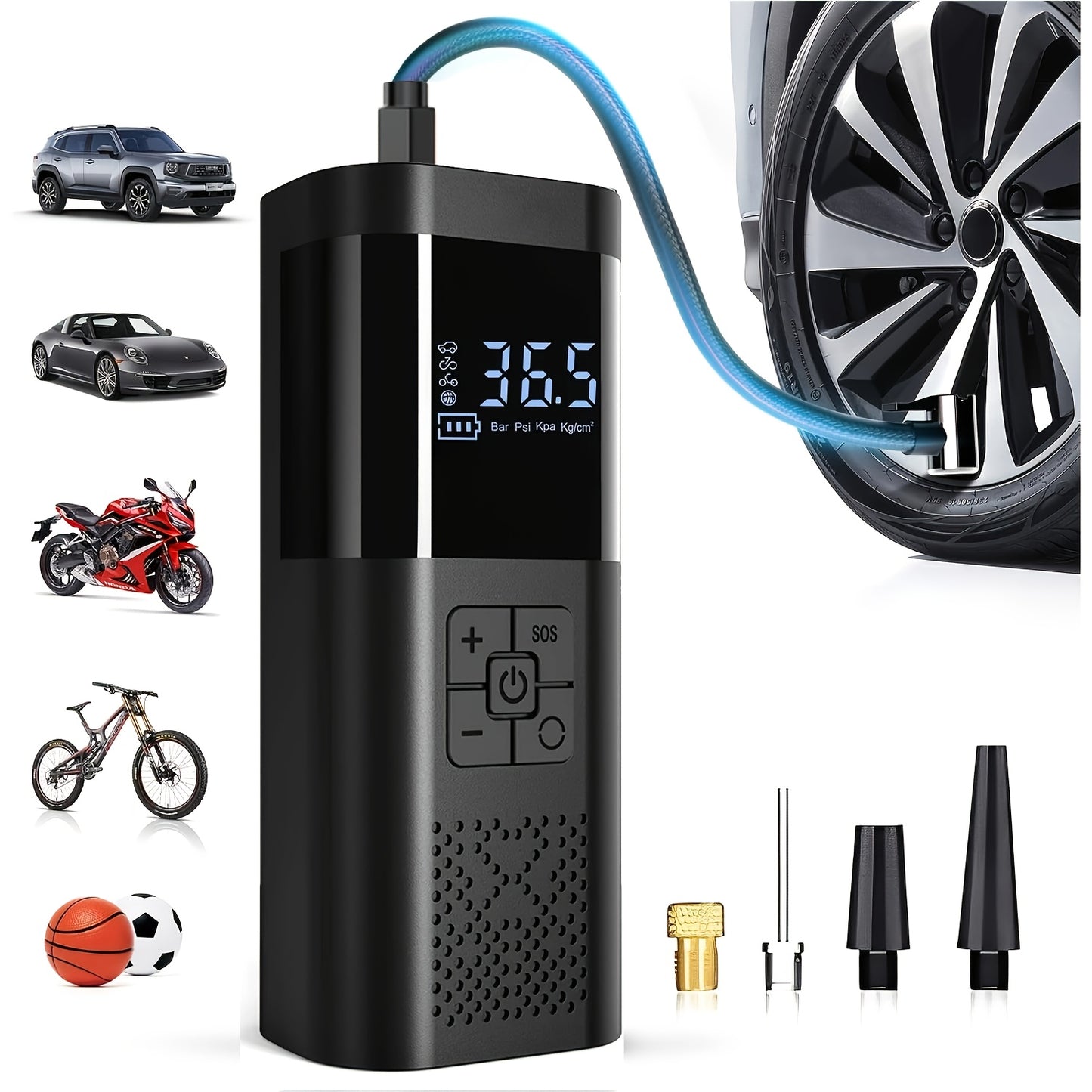 150PSI Portable Air Compressor with USB-C Recharge & LED Light