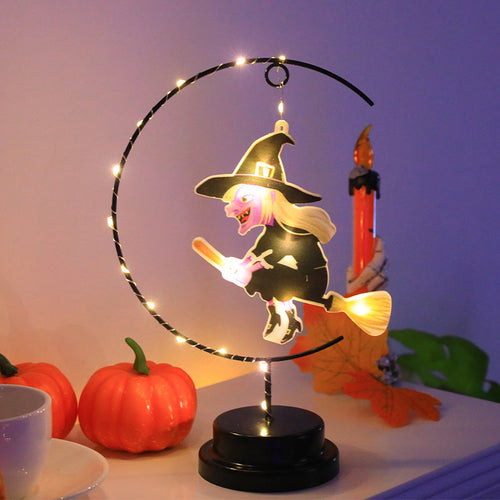 Led Halloween Wrought Iron Witch Modeling Lamp Atmosphere Decorative