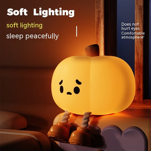 Pumpkin Lamp Small Night Lamp Halloween Silicone Pat Lamp Ambience