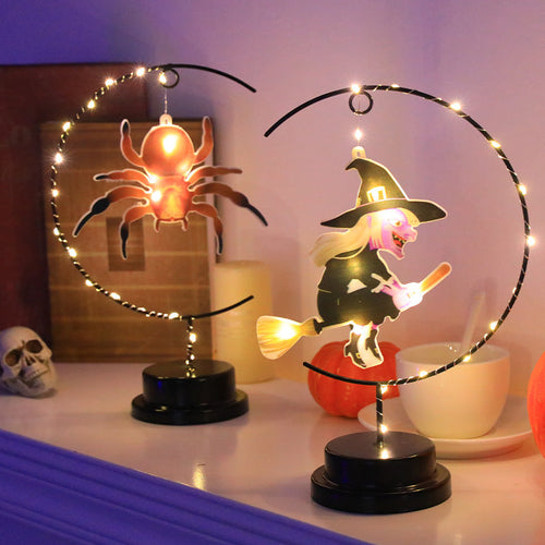 Led Halloween Wrought Iron Witch Modeling Lamp Atmosphere Decorative