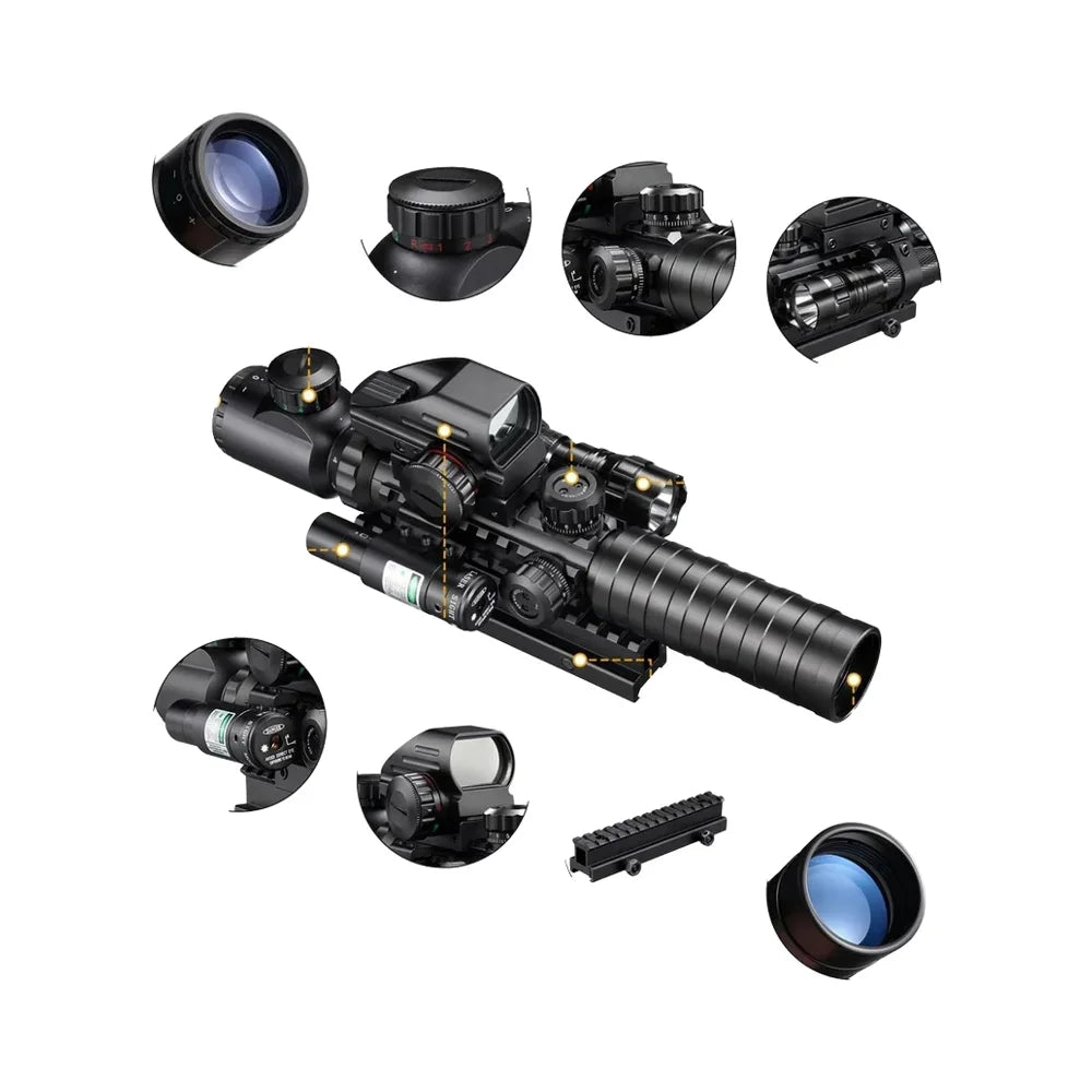 2025 hot saleCVLIFE EagleTalon 3-9x32 5-in-1 Scope Combo with Dual Illuminated Green Rangefinder Reticle Scope
