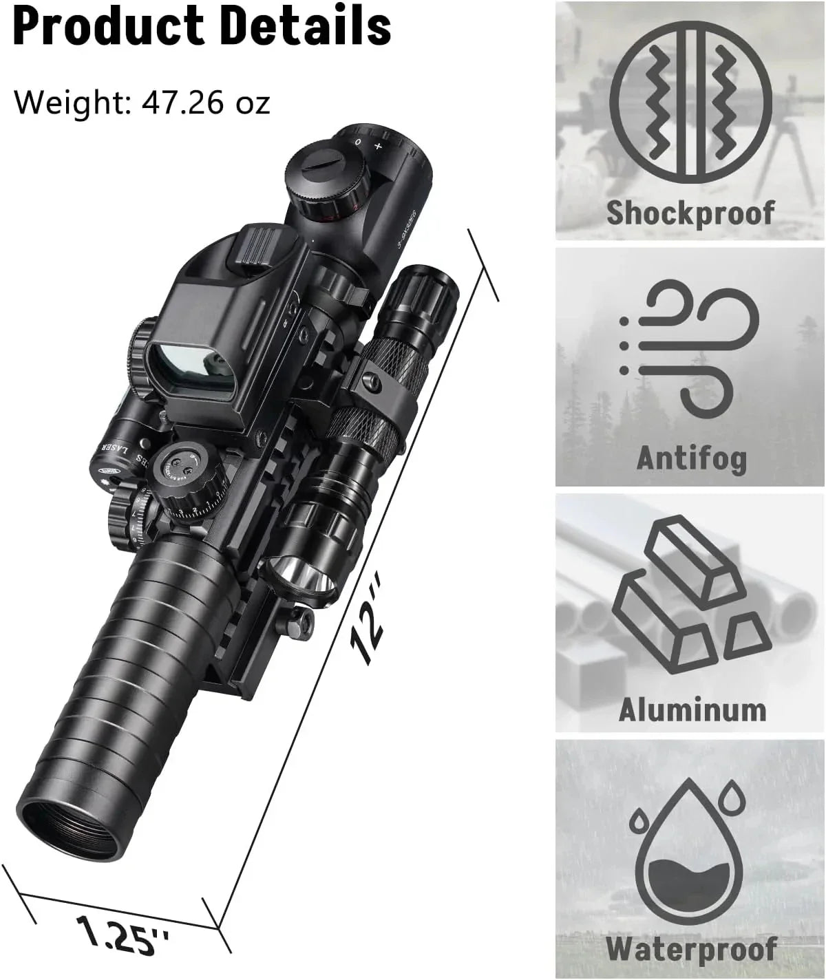 2025 hot saleCVLIFE EagleTalon 3-9x32 5-in-1 Scope Combo with Dual Illuminated Green Rangefinder Reticle Scope