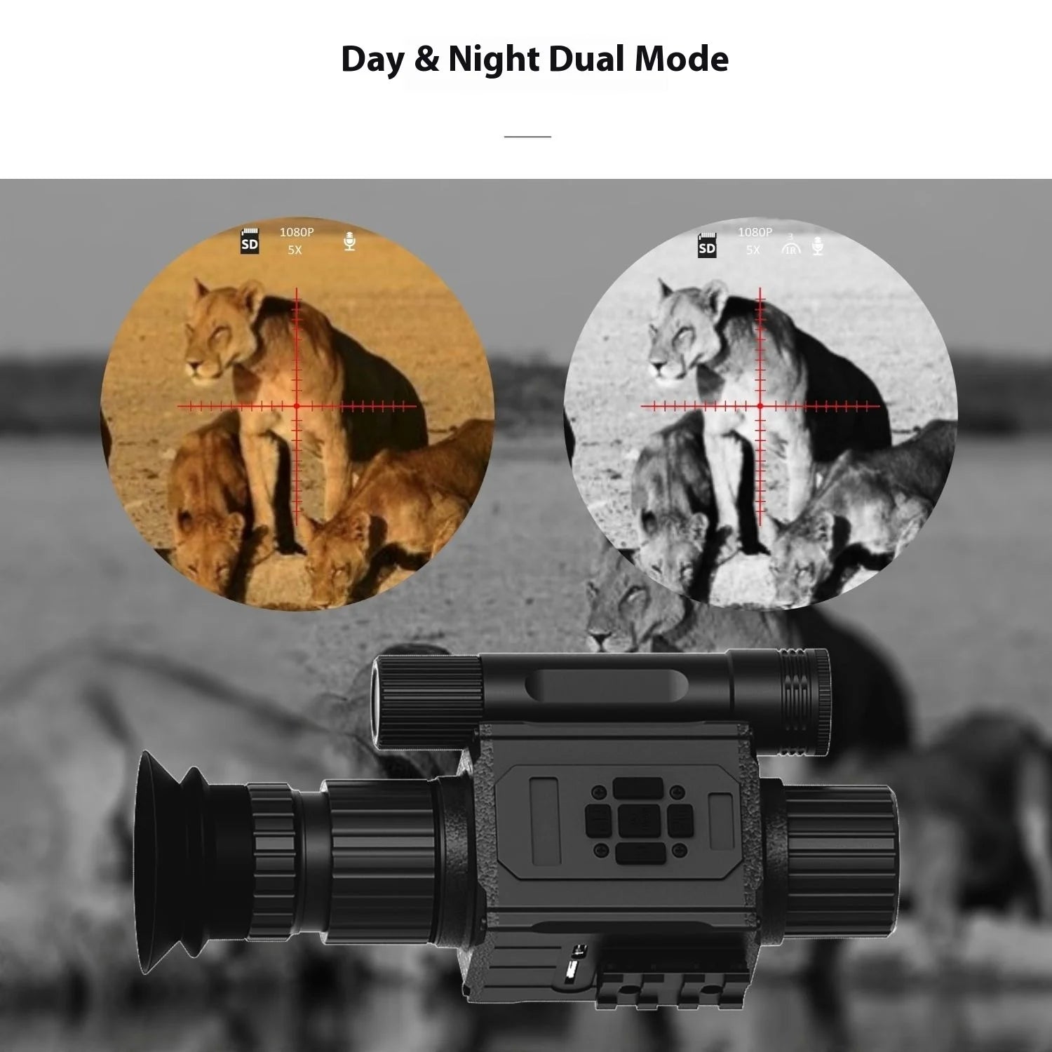 2025 hot selling AI zoom night vision resolution 1920 * 1080 infrared visible range 200-400 meters outdoor hunting rifle sight