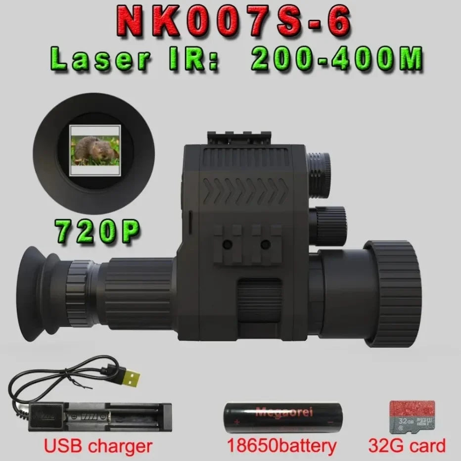 2024 Megoarei NK007 Hunting Night Vision Digital Rifle Scope Monocular Optics Sight Attachment With 1.3 Inch Screen 850 IR Torch