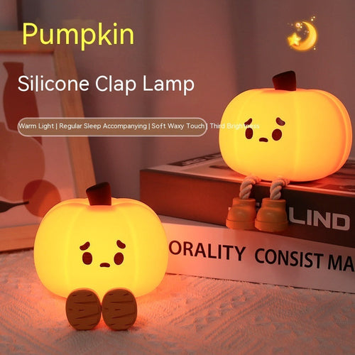 Pumpkin Lamp Small Night Lamp Halloween Silicone Pat Lamp Ambience