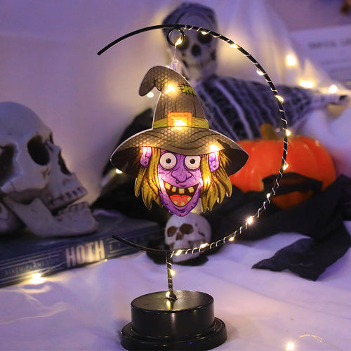 Led Halloween Wrought Iron Witch Modeling Lamp Atmosphere Decorative