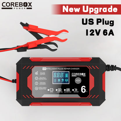 12V Smart Battery Charger & Maintainer – 6A Pulse Repair